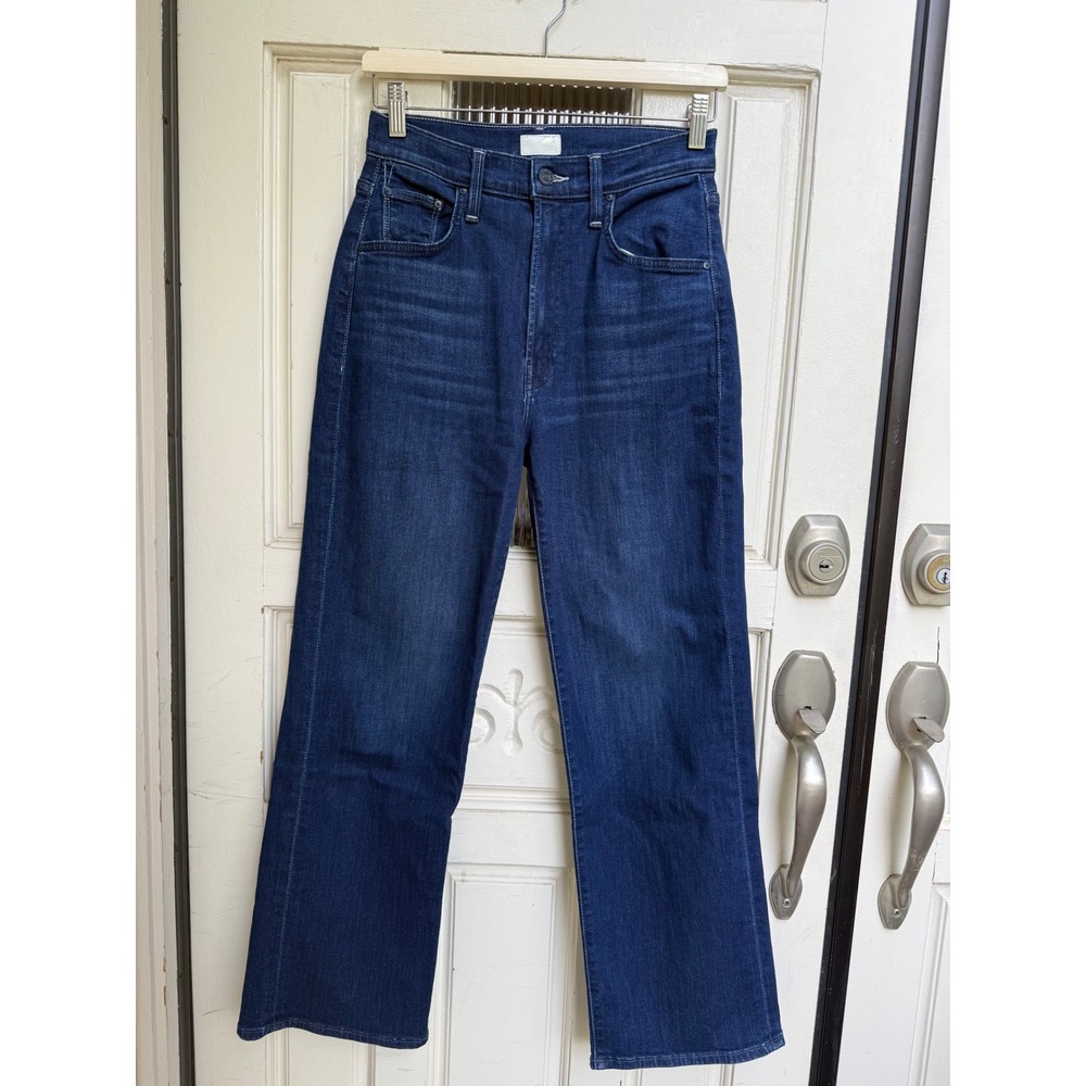 MOTHER The Rambler Zip Ankle Jeans Animal Instinct Dark Wash Wide Leg Size 26